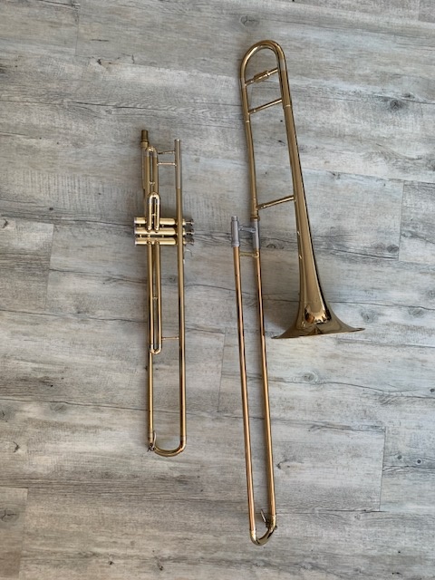 Trombone à pistons et coulisse trombonne pistons blessing 6
